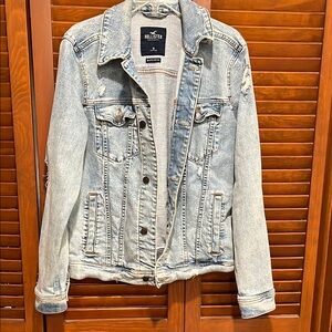 Hollister Blue Jean Jacket Classic Distressed Style